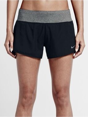 Nike Women's 3” Running Shorts (Black Shorts with Gray Foldover Waistband)